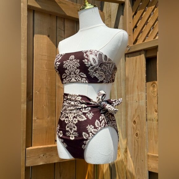 🆕 ZIMMERMANN 🧿 NWT Pink Floral-Print Bandeau, Scarf High Waist Pant Sz 1 US4/6 - Picture 3 of 16